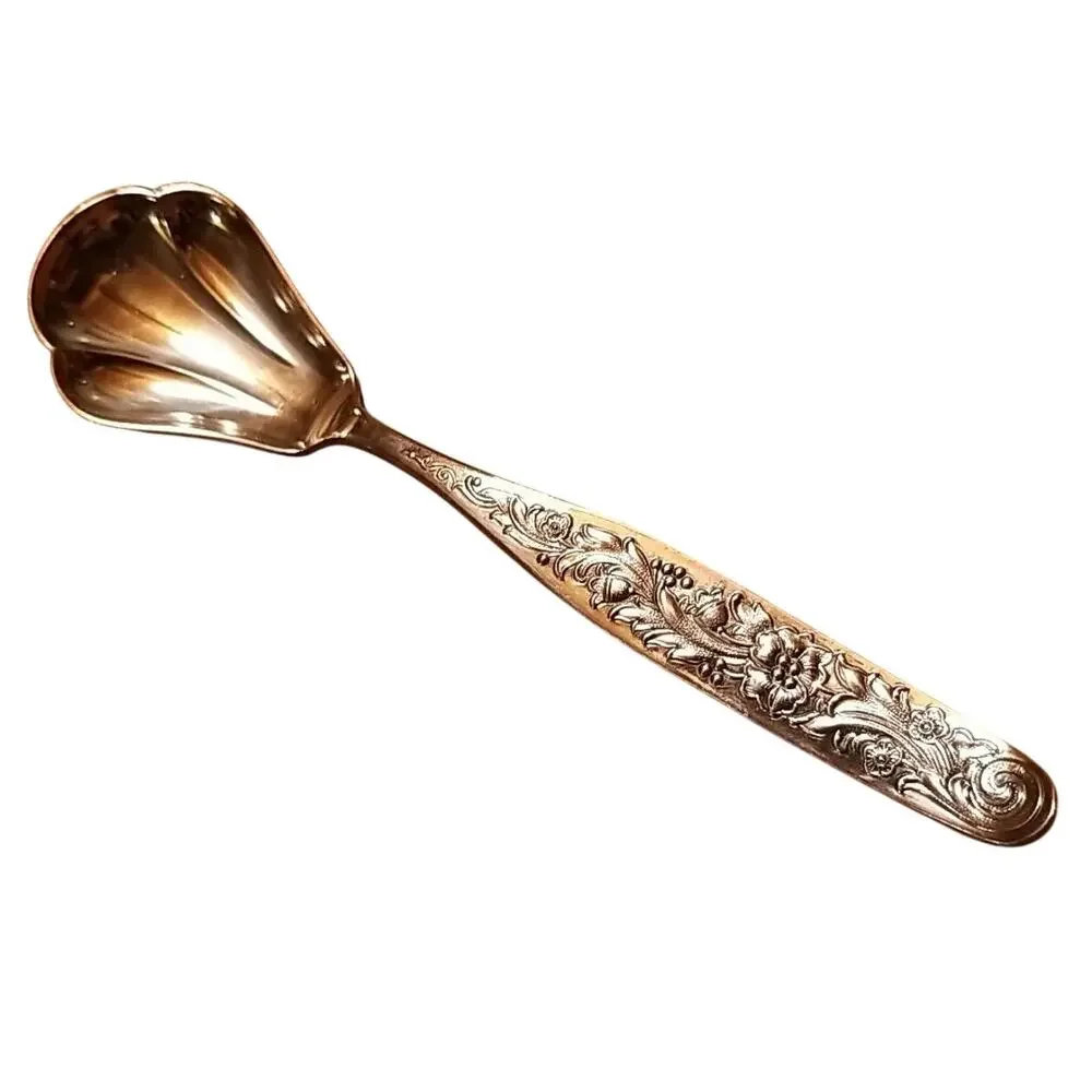 Martin Silverplate Sugar Shell Spoon 5 1/8 Embossed Scroll Flowers 90-1 1/2 MTN7